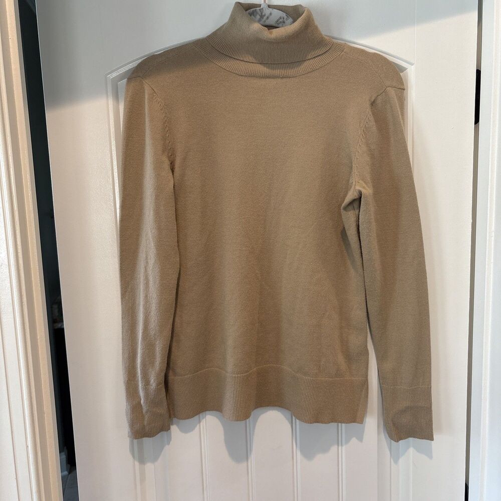 Boston Proper Tan Lightweight Sweater Turtleneck- Medium